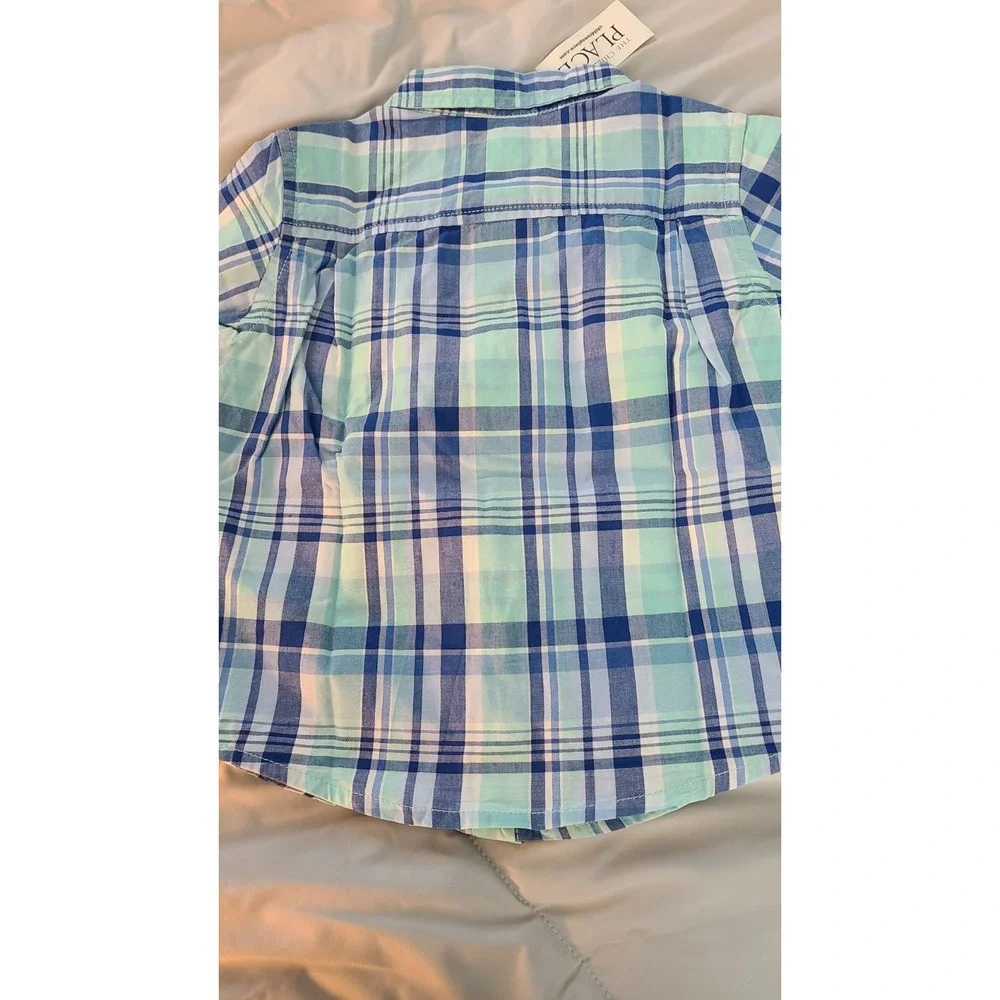The Children's Place Boys Dress Shirt Long Sleeve Blue Button-Up Size 18-24M NWT